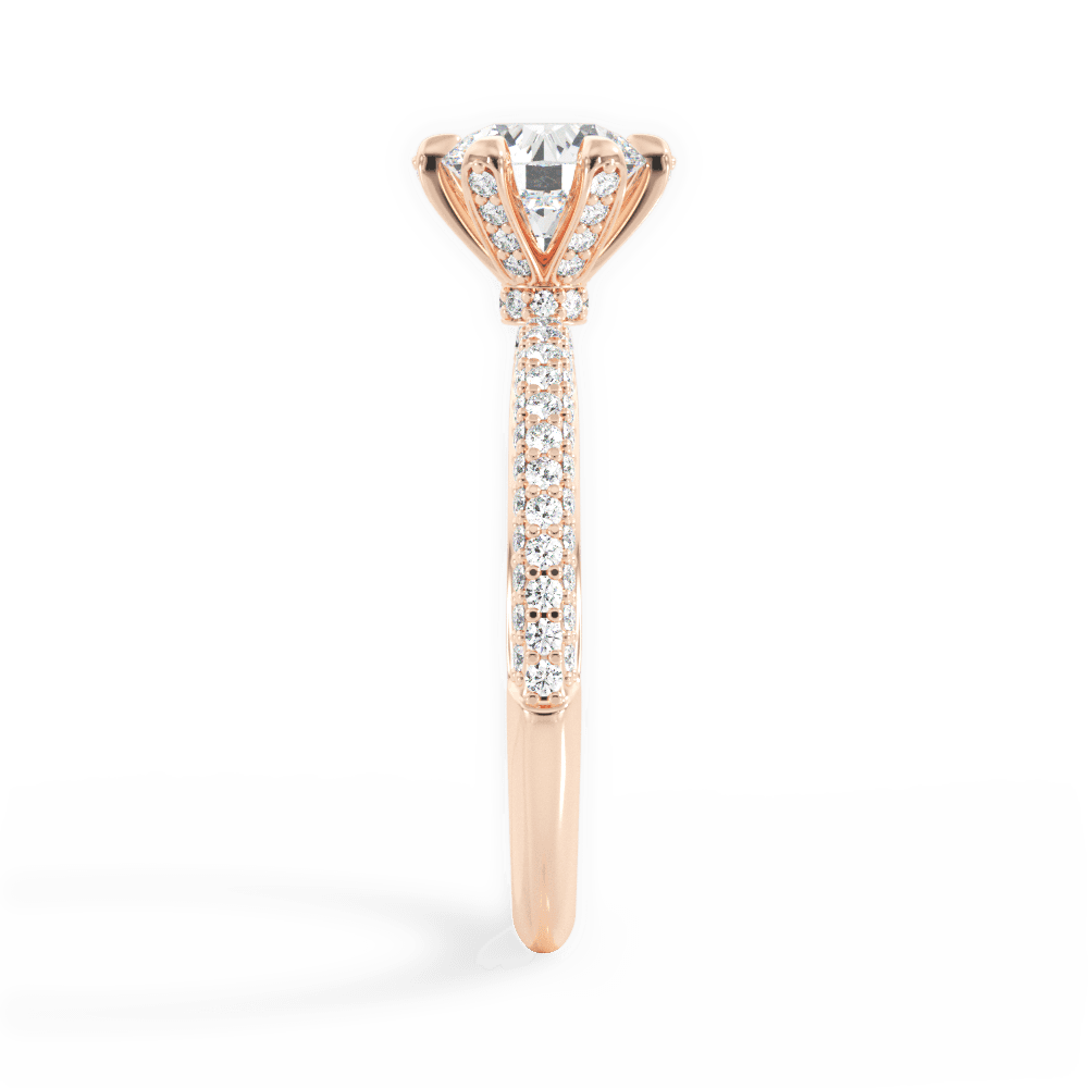 Linda Round Cut Lab Grown Diamond 18Kt Rose Gold Engagement Ring - View 2