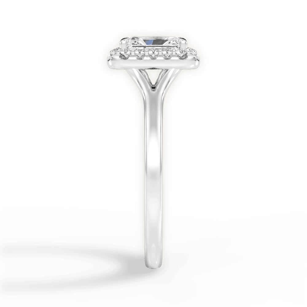 Geneva Radiant Cut Lab Grown Diamond Platinum Engagement Ring - View 3
