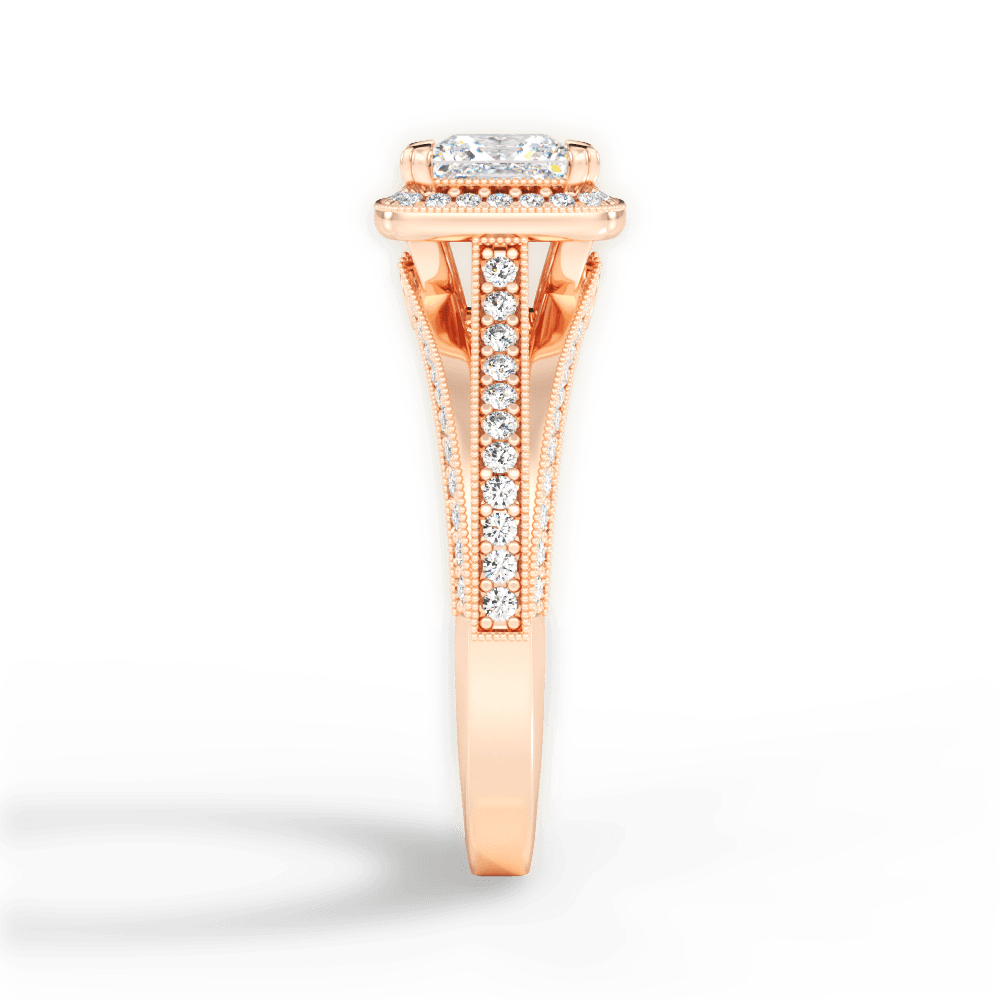Lillian Princess Cut Lab Grown Diamond 18Kt Rose Gold Engagement Ring - View 2