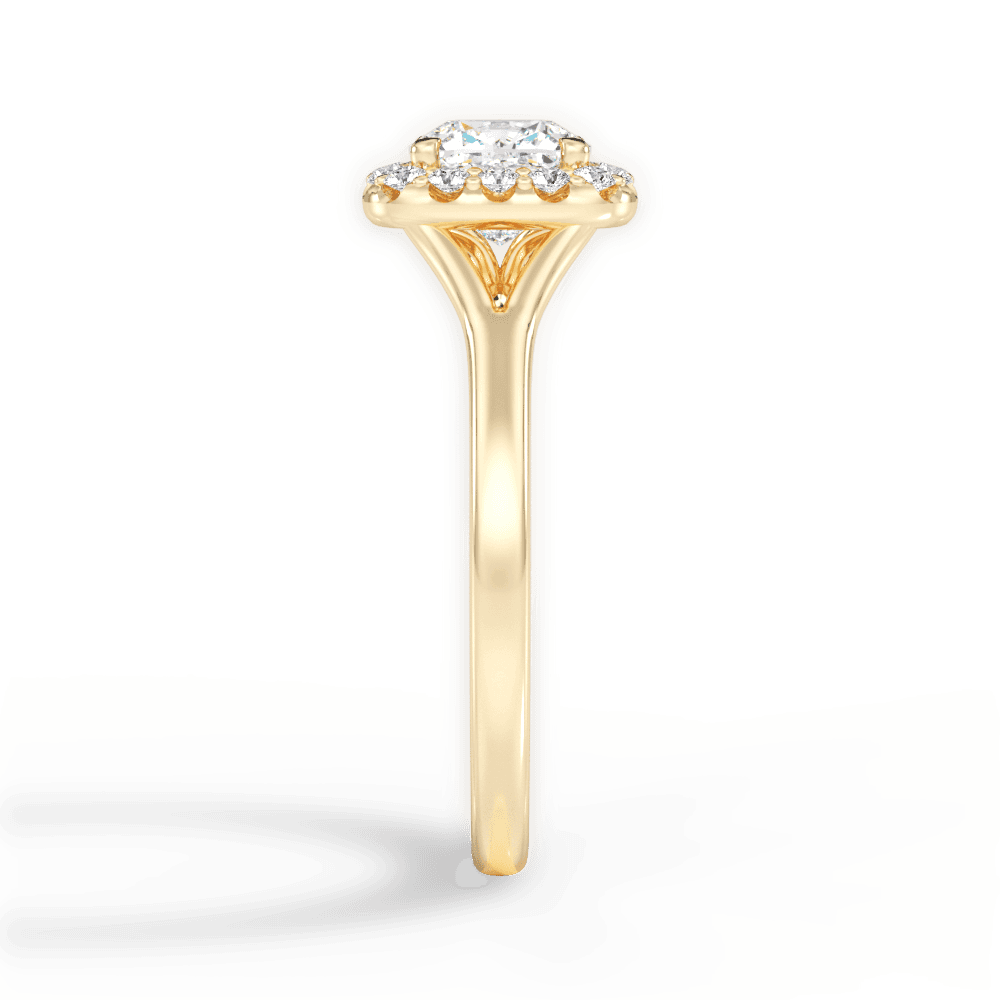 Geneva Cushion Cut Lab Grown Diamond 18Kt Yellow Gold Engagement Ring - View 3
