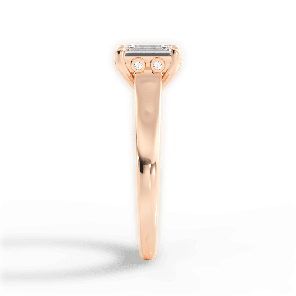 Carol Emerald Cut Lab Grown Diamond 18Kt Rose Gold Engagement Ring - View 3