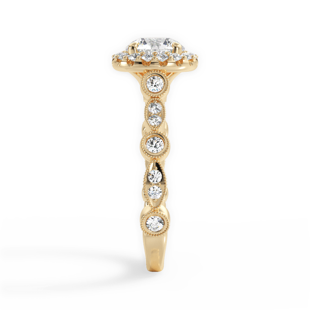 Irene Round Cut Lab Grown Diamond 18Kt Yellow Gold Engagement Ring - View 3