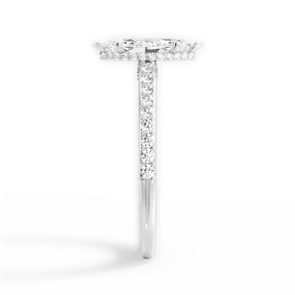 Joan Marquise Cut Lab Grown Diamond 14Kt White Gold Engagement Ring - View 4