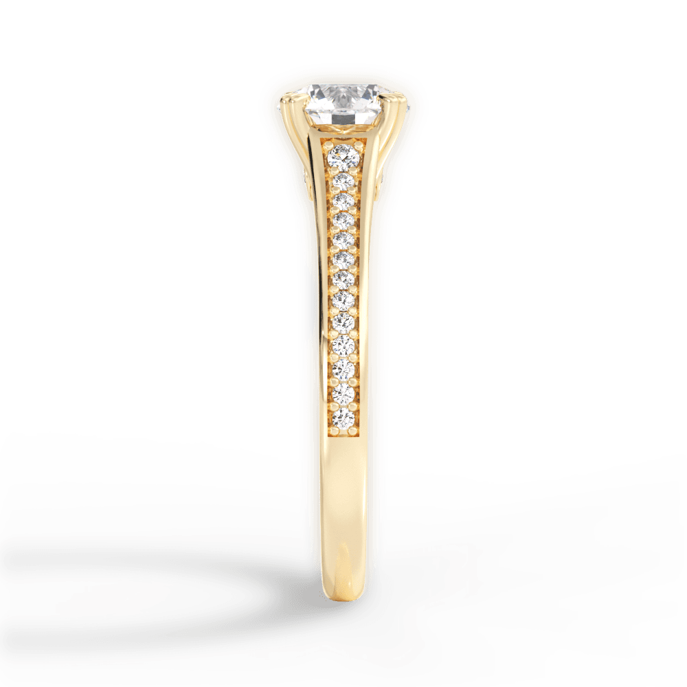 Delia Round Cut Lab Grown Diamond 18Kt Yellow Gold Engagement Ring - View 3