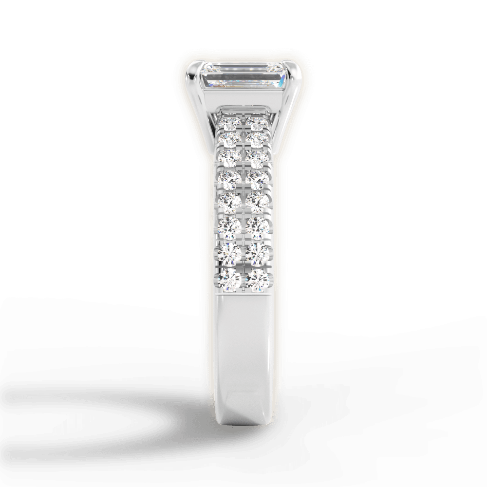 Kayla Emerald Cut Lab Grown Diamond 18Kt White Gold Engagement Ring - View 2