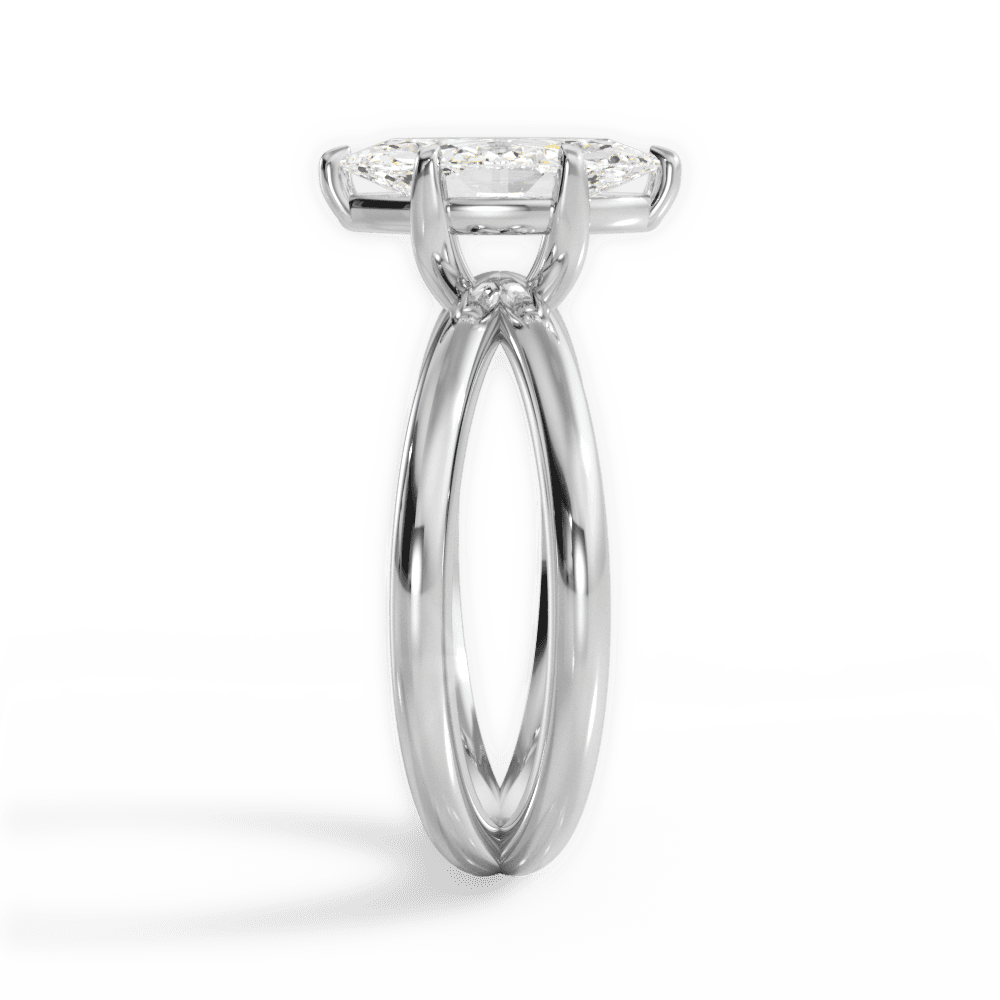 Ada Marquise Cut Lab Grown Diamond 14Kt White Gold Engagement Ring - View 4