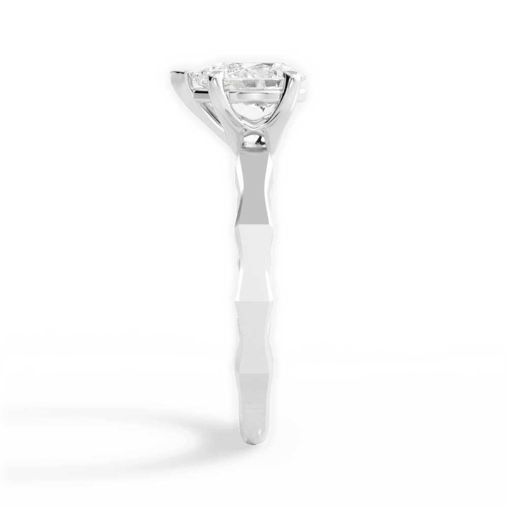 Aaliyah Pear Cut Lab Grown Diamond 18Kt White Gold Engagement Ring - View 2