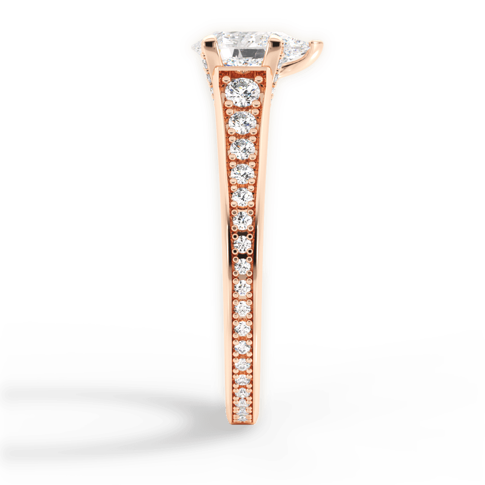Leslie Pear Cut Lab Grown Diamond 18Kt Rose Gold Engagement Ring - View 3