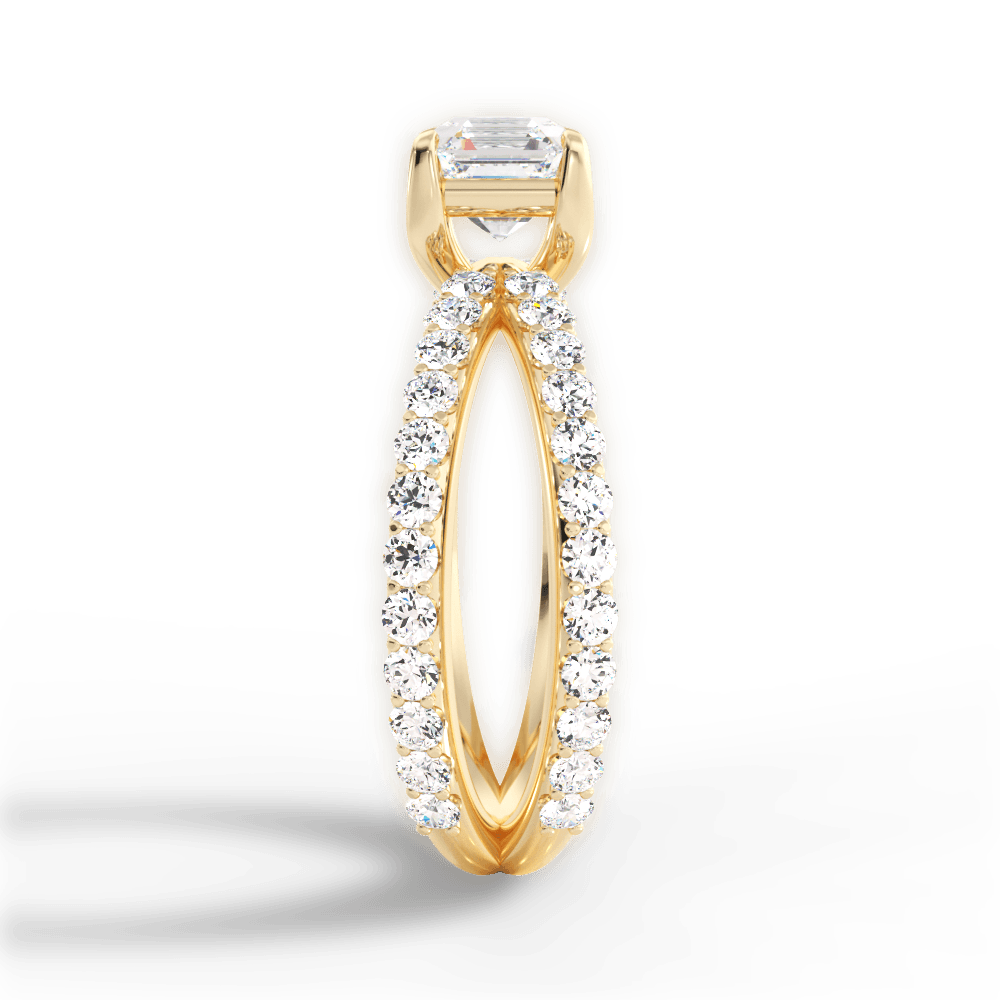 Lauren Asscher Cut Lab Grown Diamond 18Kt Yellow Gold Engagement Ring - View 3