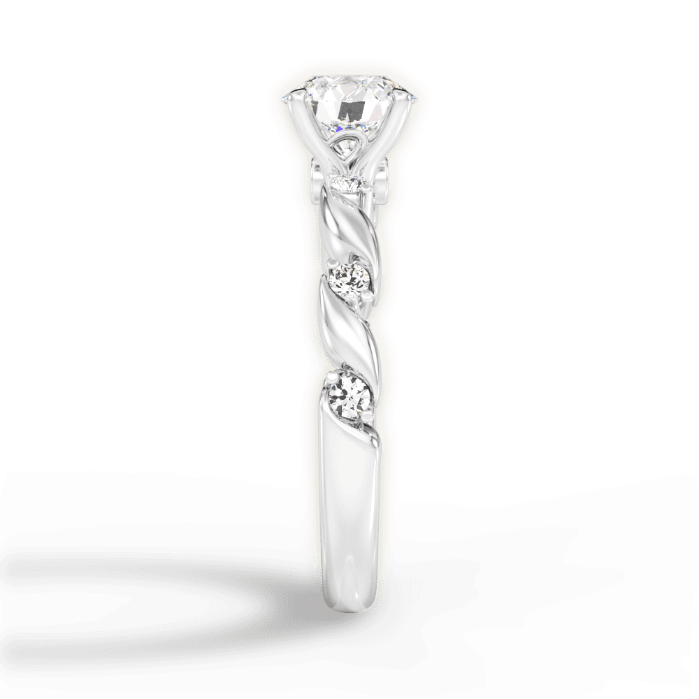 Emma Round Cut Lab Grown Diamond 14Kt White Gold Engagement Ring - View 4