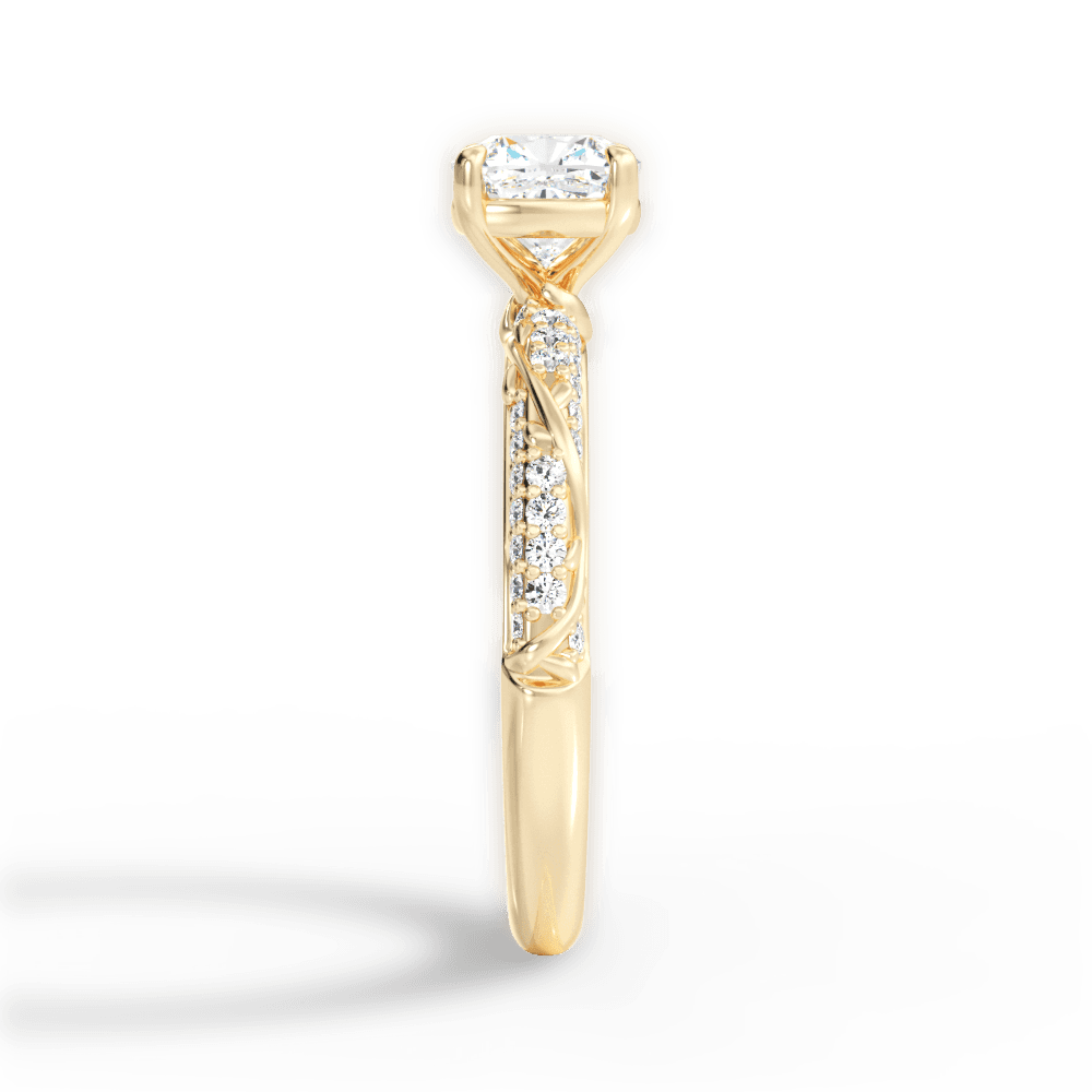 Gloria Cushion Cut Lab Grown Diamond 18Kt Yellow Gold Engagement Ring - View 2