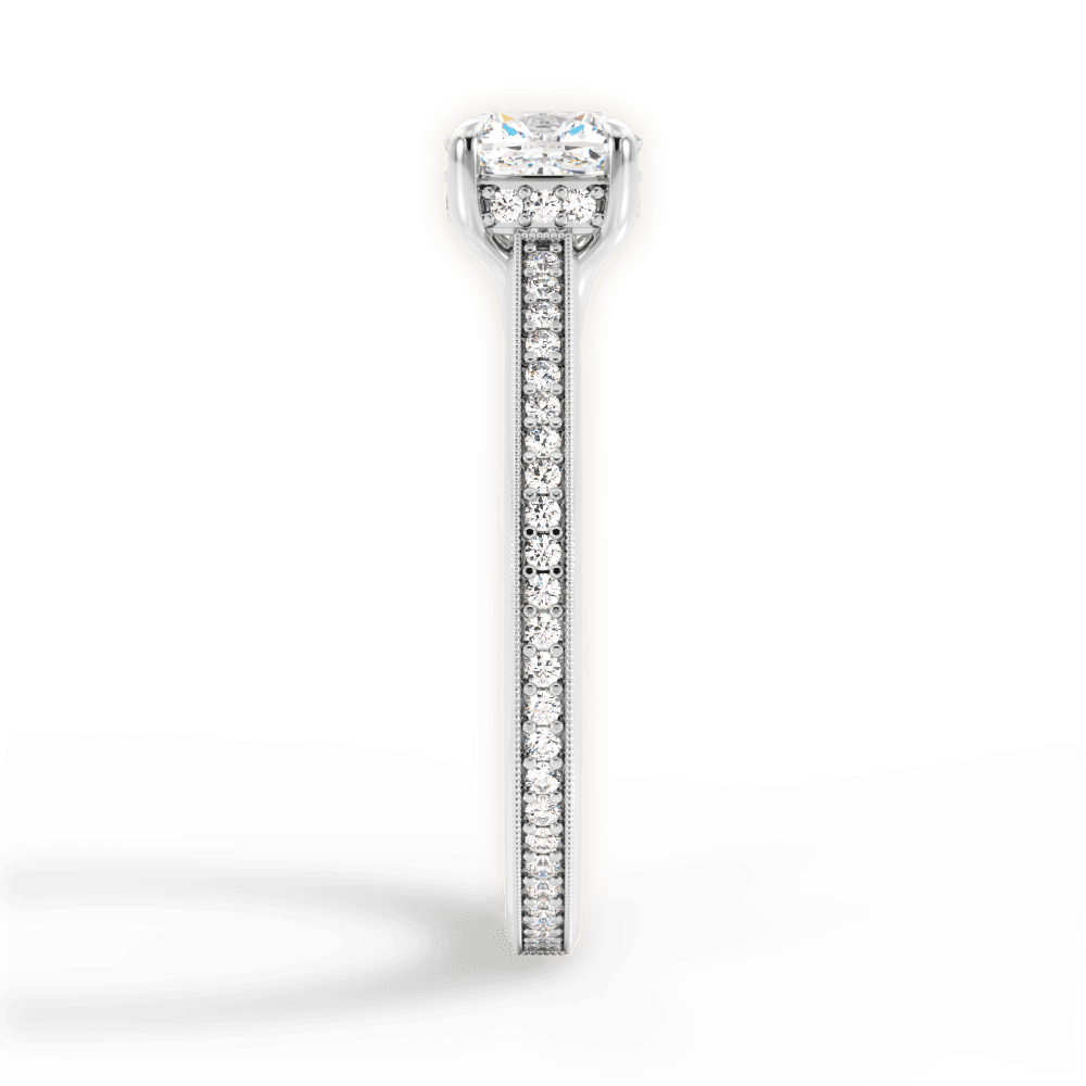 Janet Cushion Cut Lab Grown Diamond 18Kt White Gold Engagement Ring - View 2