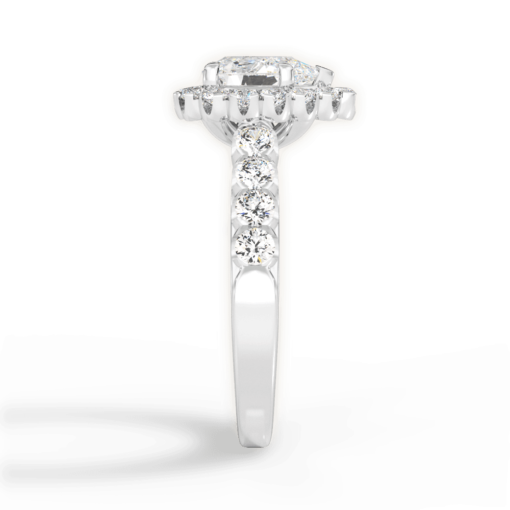 Lacey Pear Cut Lab Grown Diamond 18Kt White Gold Engagement Ring - View 3