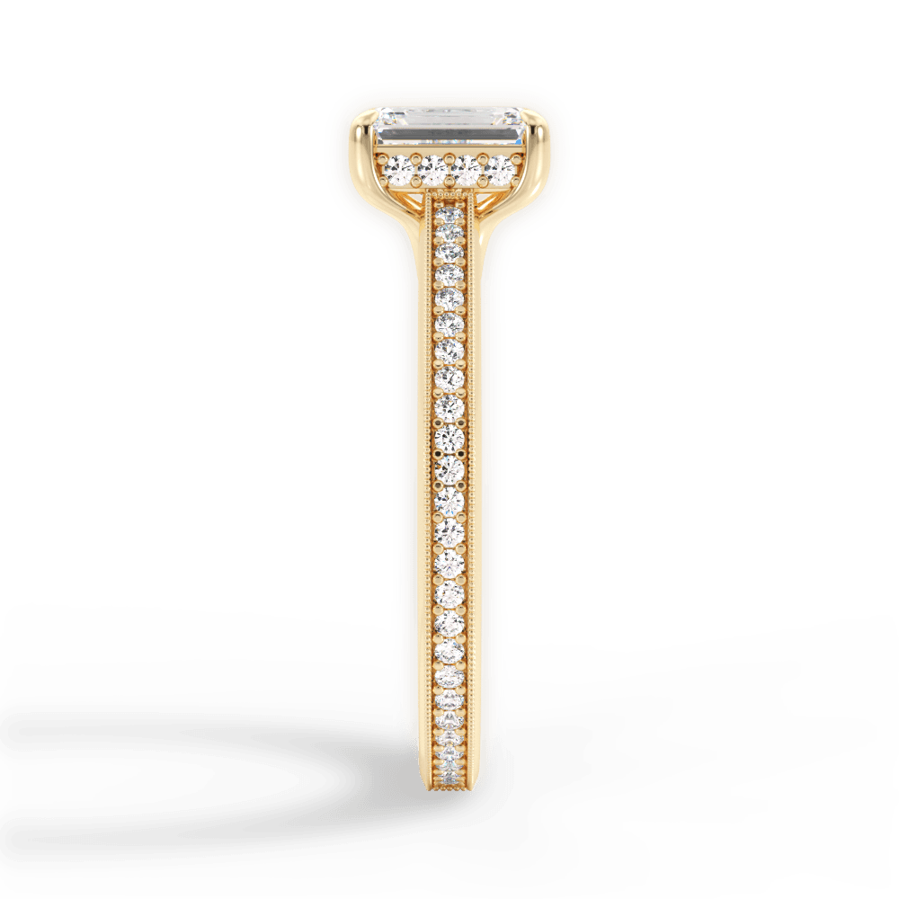 Janet Emerald Cut Lab Grown Diamond 18Kt Yellow Gold Engagement Ring - View 4