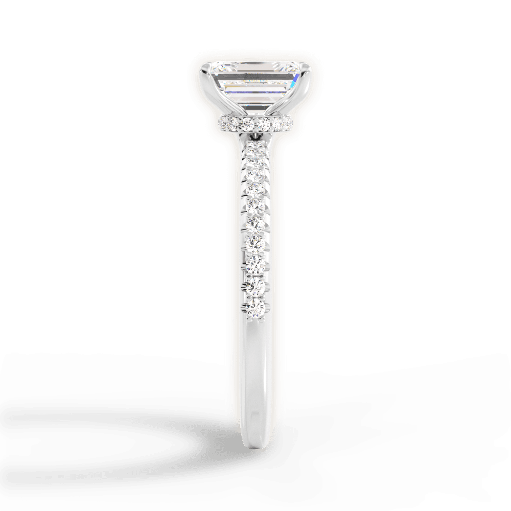 Giselle Emerald Cut Lab Grown Diamond 14Kt White Gold Engagement Ring - View 3