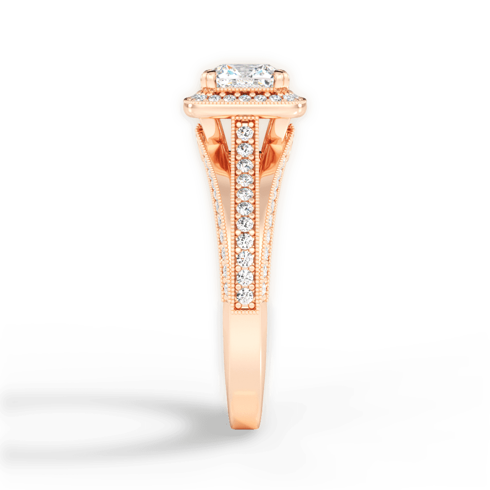 Lillian Cushion Cut Lab Grown Diamond 18Kt Rose Gold Engagement Ring - View 3