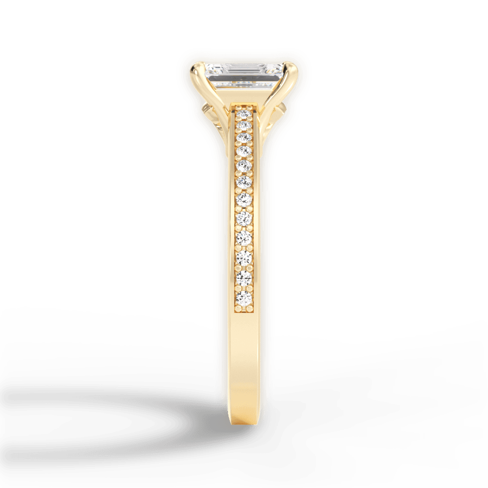 Donna Emerald Cut Lab Grown Diamond 18Kt Yellow Gold Engagement Ring - View 3