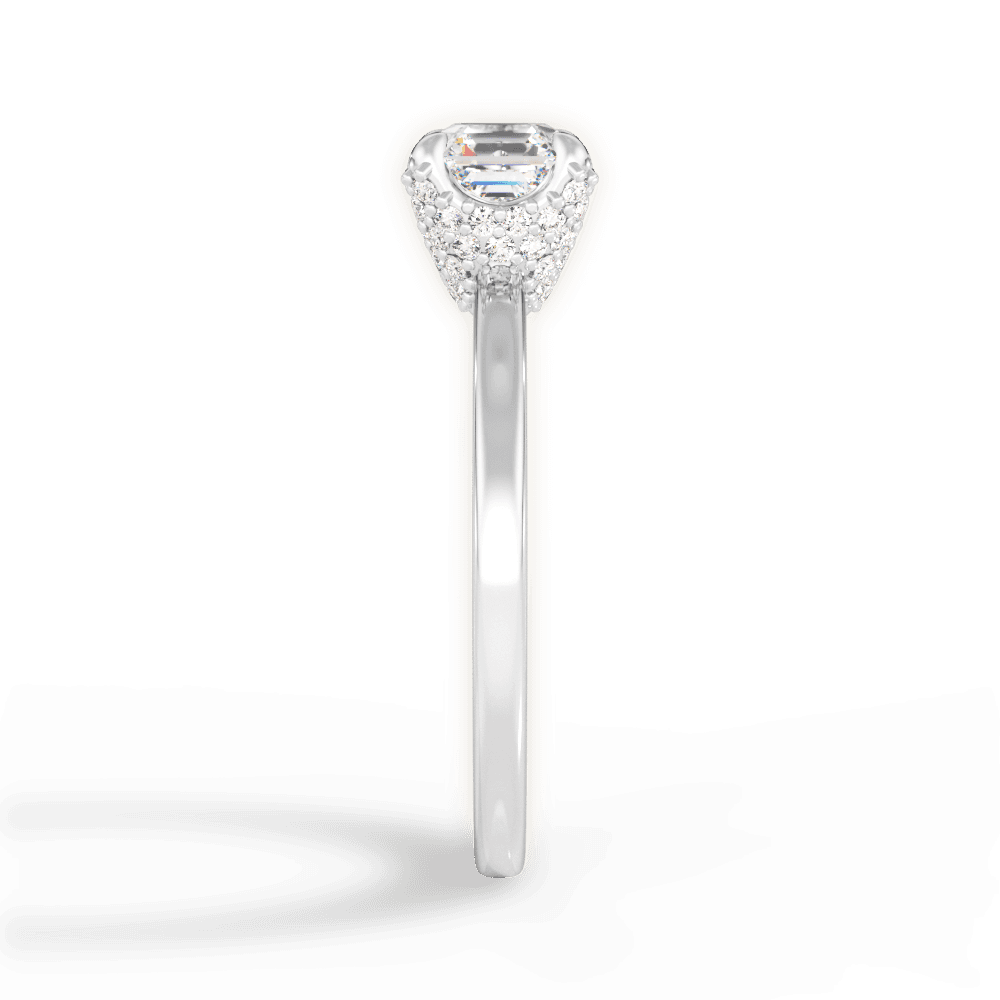 Gemma Asscher Cut Lab Grown Diamond 18Kt White Gold Engagement Ring - View 4