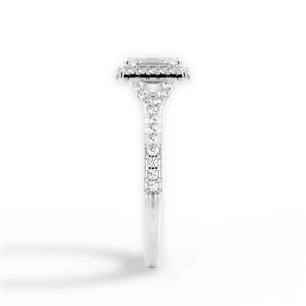 Judy Emerald Cut Lab Grown Diamond 18Kt White Gold Engagement Ring - View 2