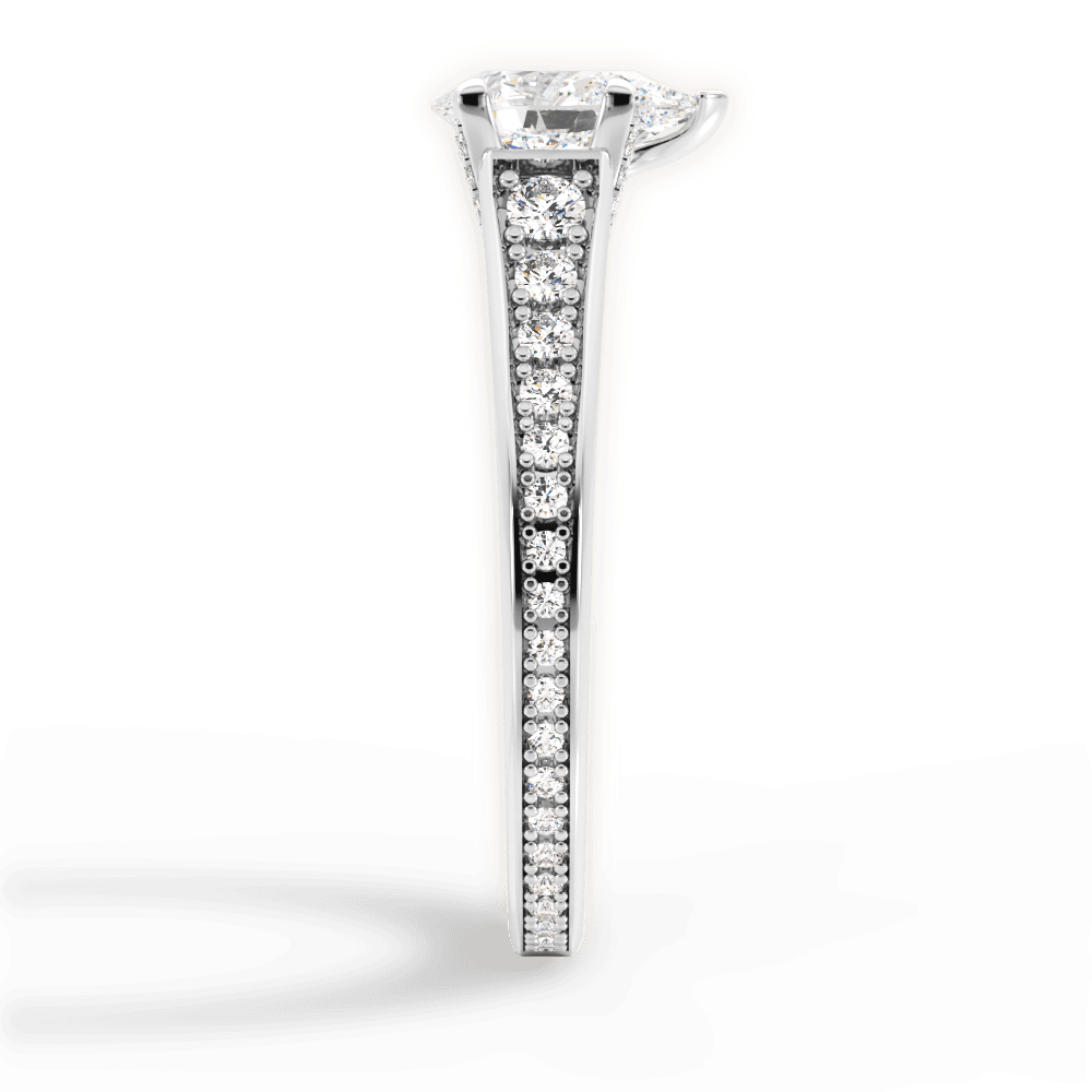 Leslie Pear Cut Lab Grown Diamond 18Kt White Gold Engagement Ring - View 4
