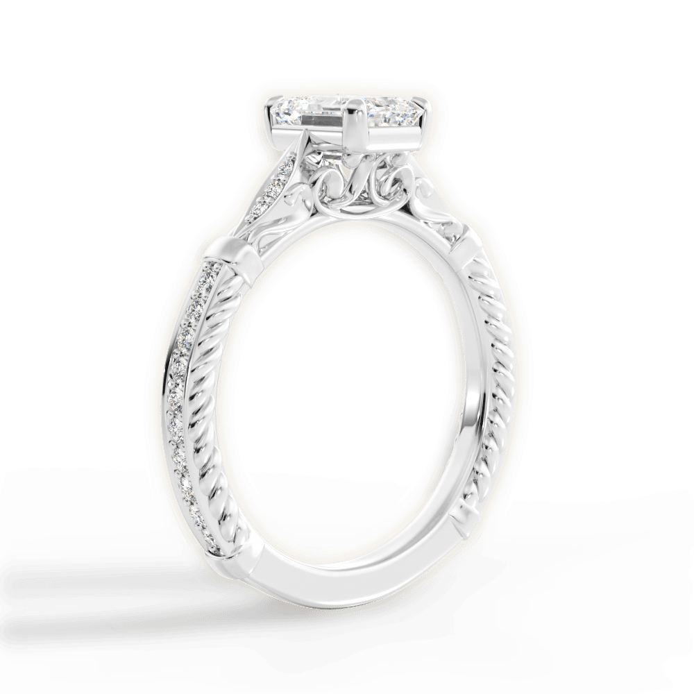Gabriela Emerald Cut Lab Grown Diamond 18Kt White Gold Engagement Ring - View 2