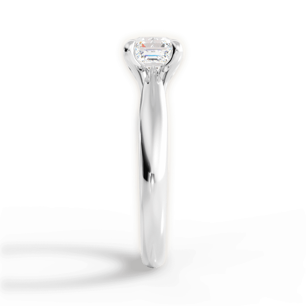Beverly Asscher Cut Lab Grown Diamond 18Kt White Gold Engagement Ring - View 3