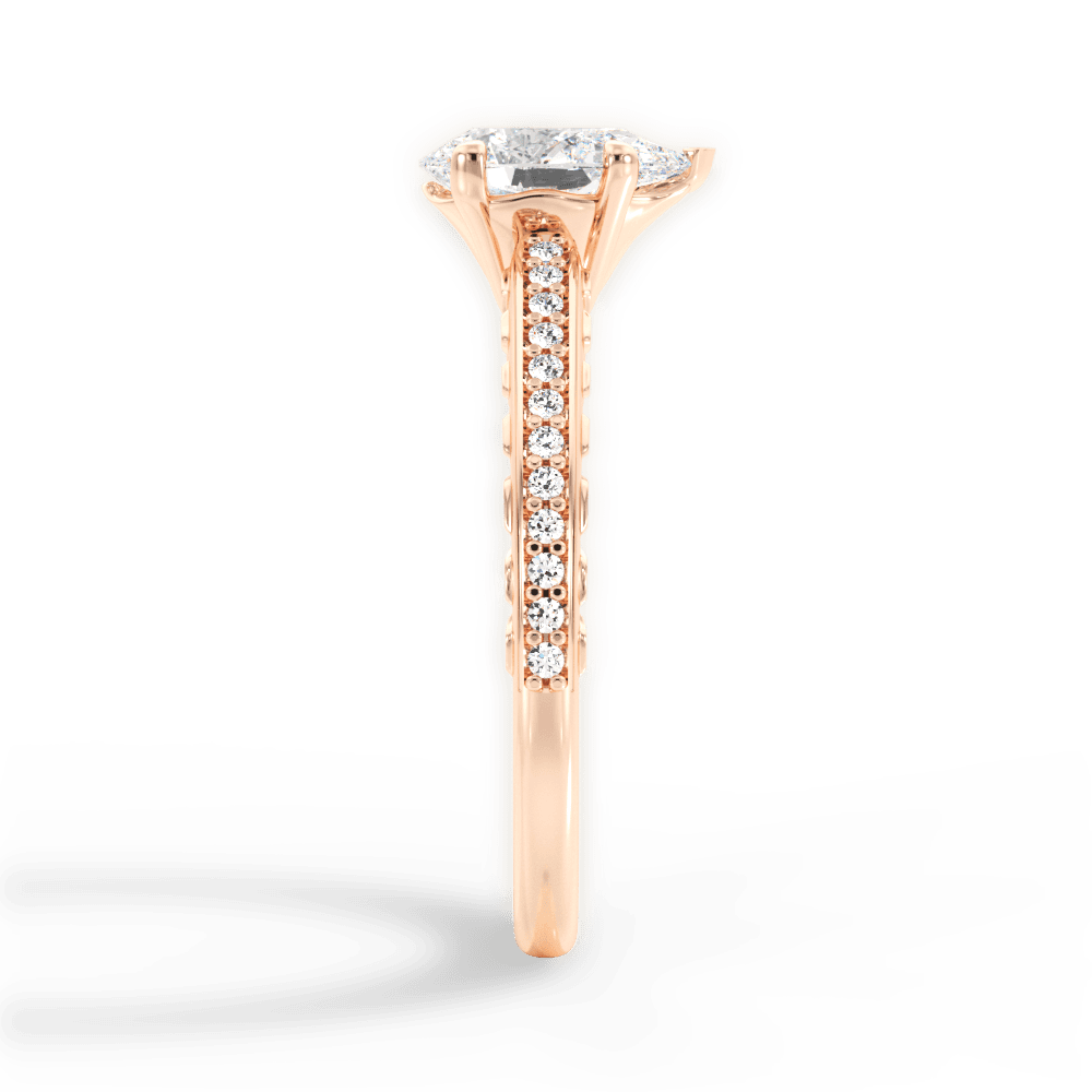 Caroline Pear Cut Lab Grown Diamond 18Kt Rose Gold Engagement Ring - View 3