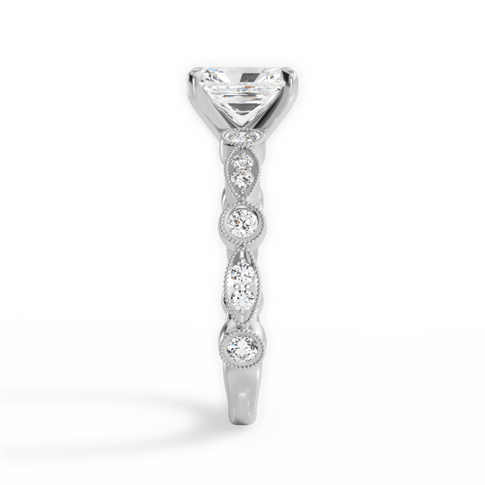 Edith Radiant Cut Lab Grown Diamond 18Kt White Gold Engagement Ring - View 4