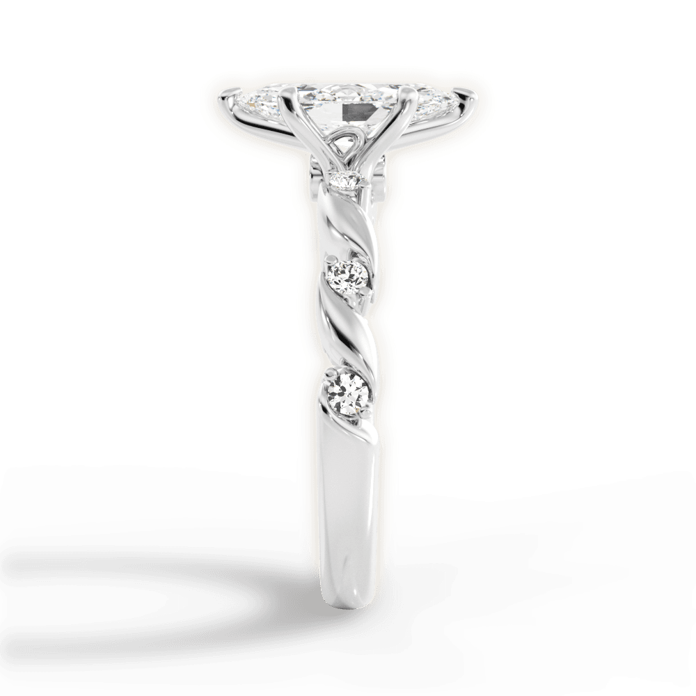 Emma Marquise Cut Lab Grown Diamond 18Kt White Gold Engagement Ring - View 4