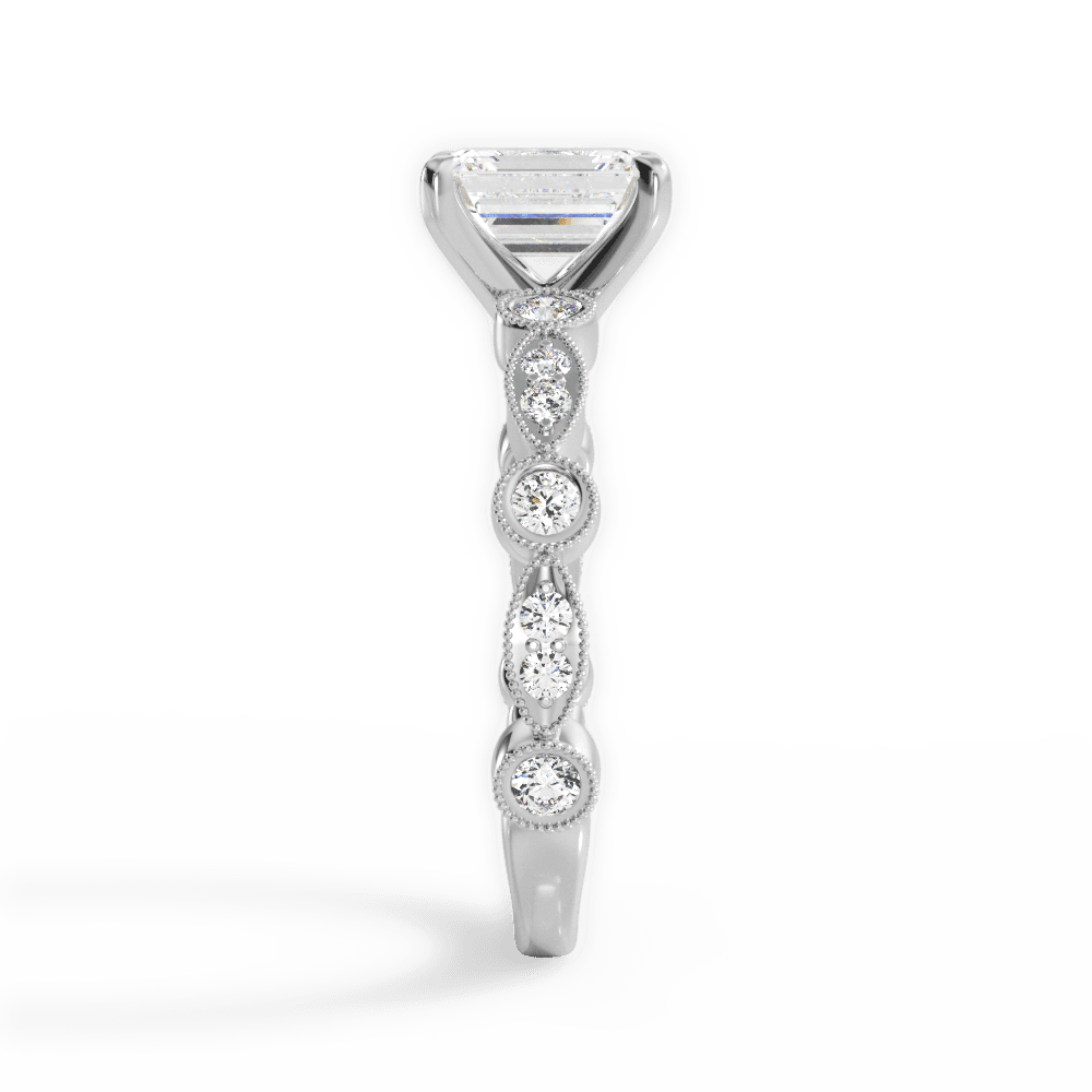 Edith Emerald Cut Lab Grown Diamond 14Kt White Gold Engagement Ring - View 4