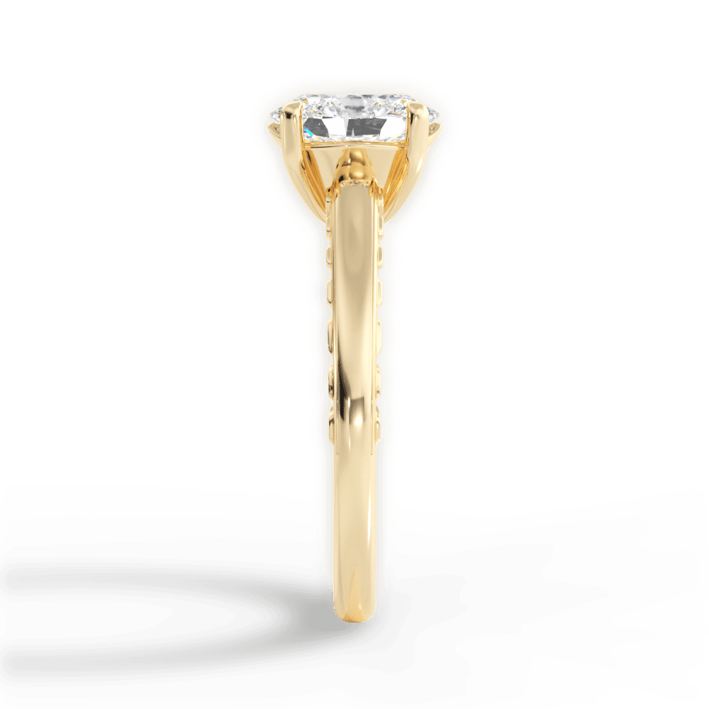 Annette Oval Cut Lab Grown Diamond 18Kt Yellow Gold Engagement Ring - View 3