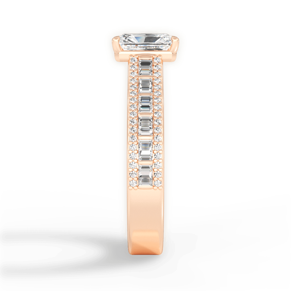 Lynn Radiant Cut Lab Grown Diamond 18Kt Rose Gold Engagement Ring - View 4