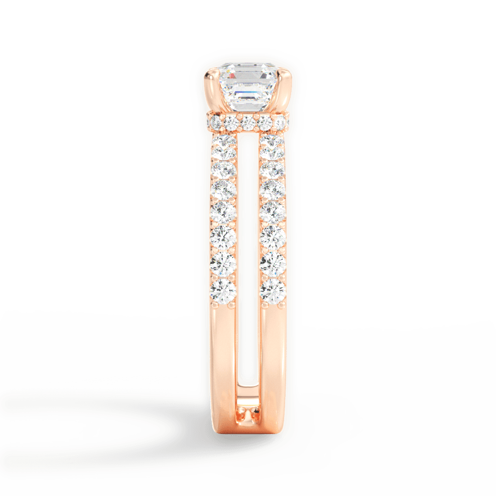 Christie Asscher Cut Lab Grown Diamond 18Kt Rose Gold Engagement Ring - View 2