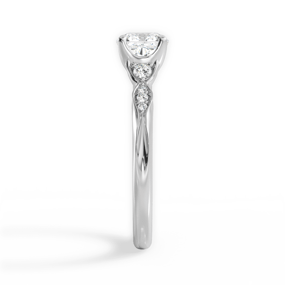 Cassie Cushion Cut Lab Grown Diamond 18Kt White Gold Engagement Ring - View 2