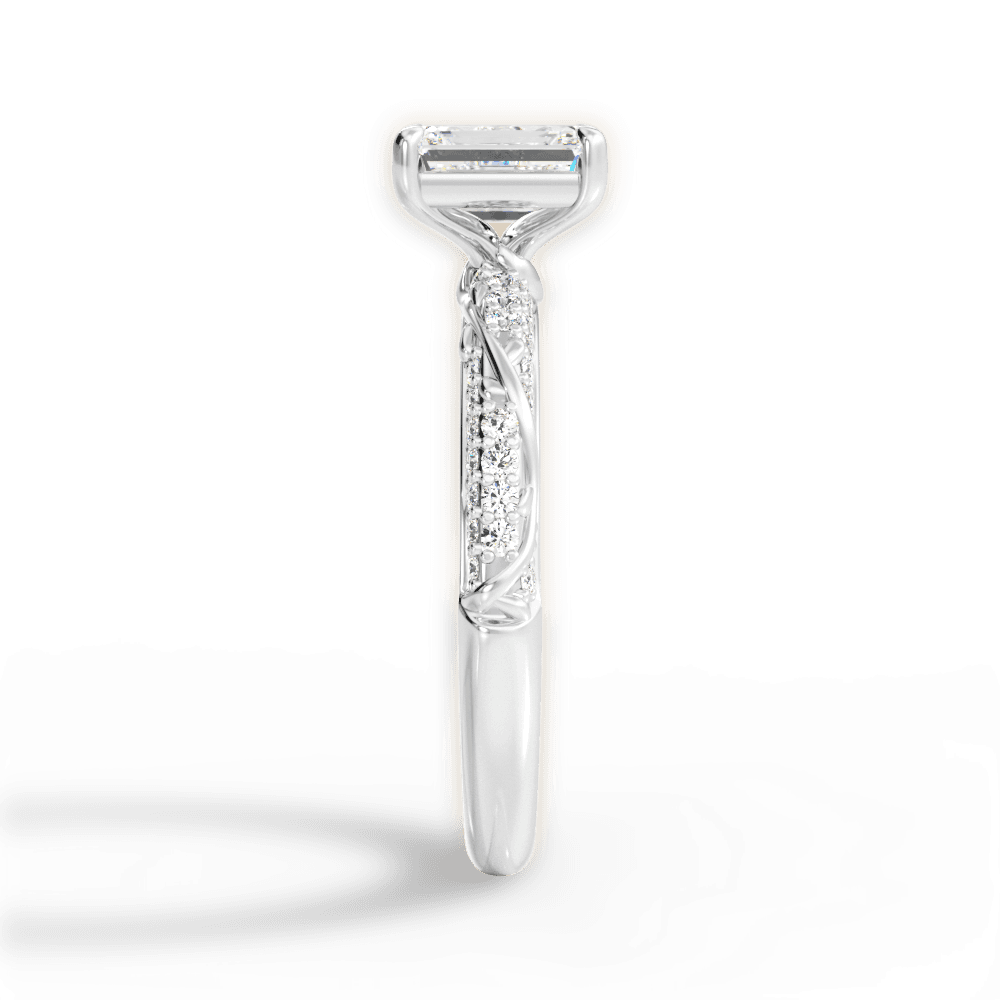 Gloria Emerald Cut Lab Grown Diamond 14Kt White Gold Engagement Ring - View 3