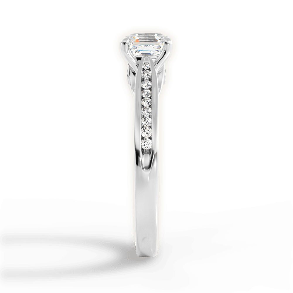 Elena Asscher Cut Lab Grown Diamond 18Kt White Gold Engagement Ring - View 4
