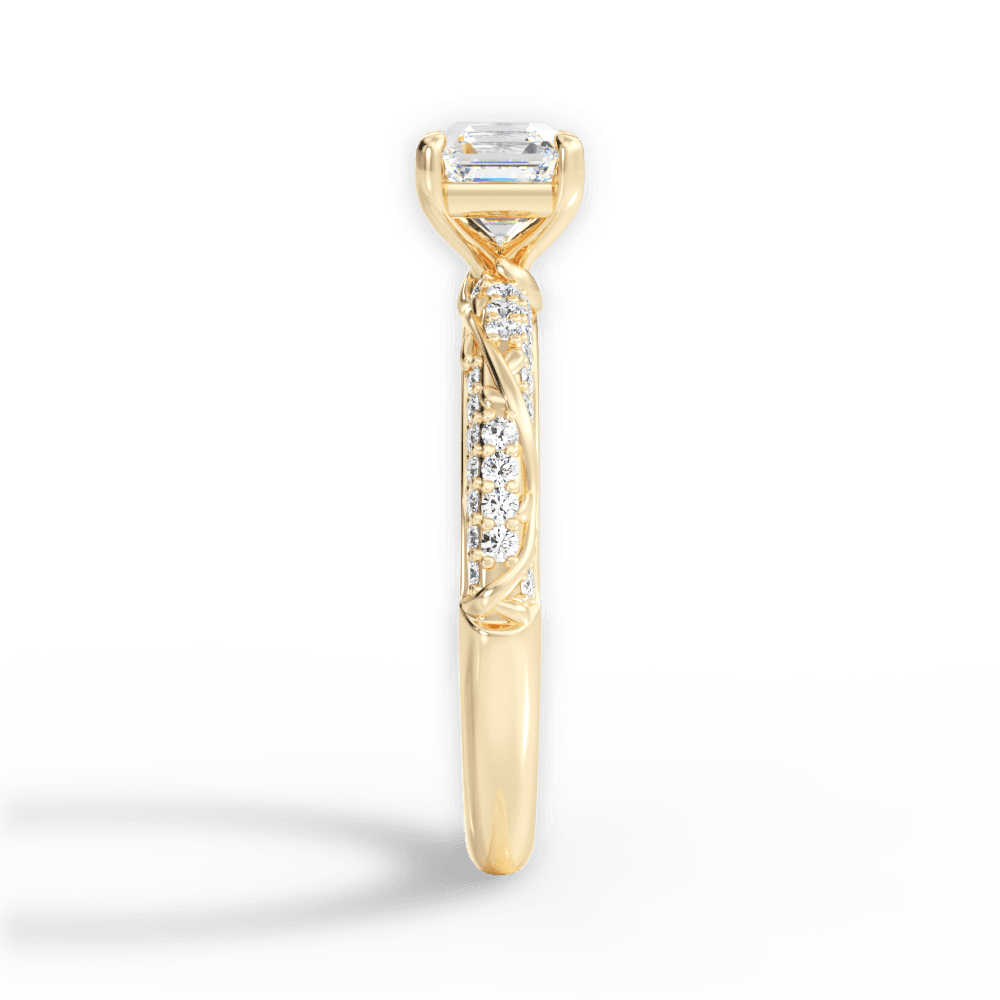 Gloria Asscher Cut Lab Grown Diamond 18Kt Yellow Gold Engagement Ring - View 2