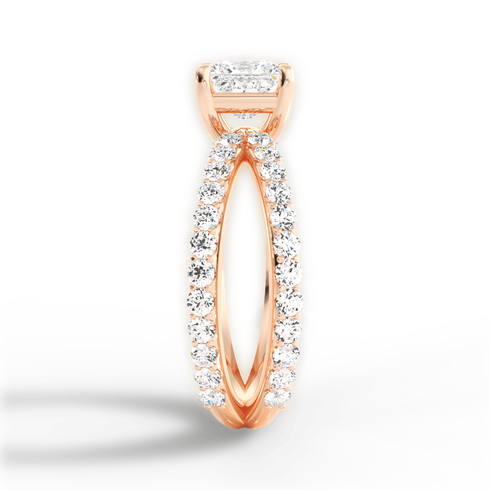 Lauren Princess Cut Lab Grown Diamond 18Kt Rose Gold Engagement Ring - View 4