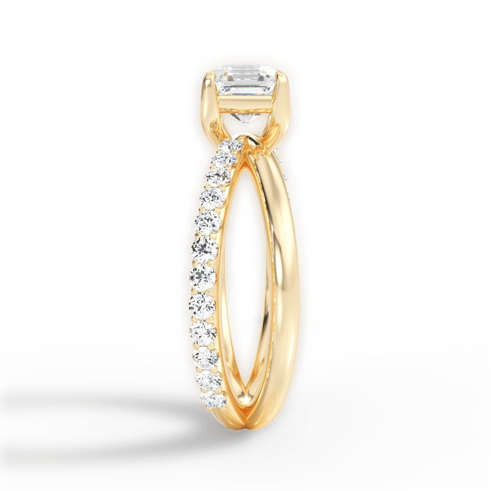 Jennifer Asscher Cut Lab Grown Diamond 18Kt Yellow Gold Engagement Ring - View 3