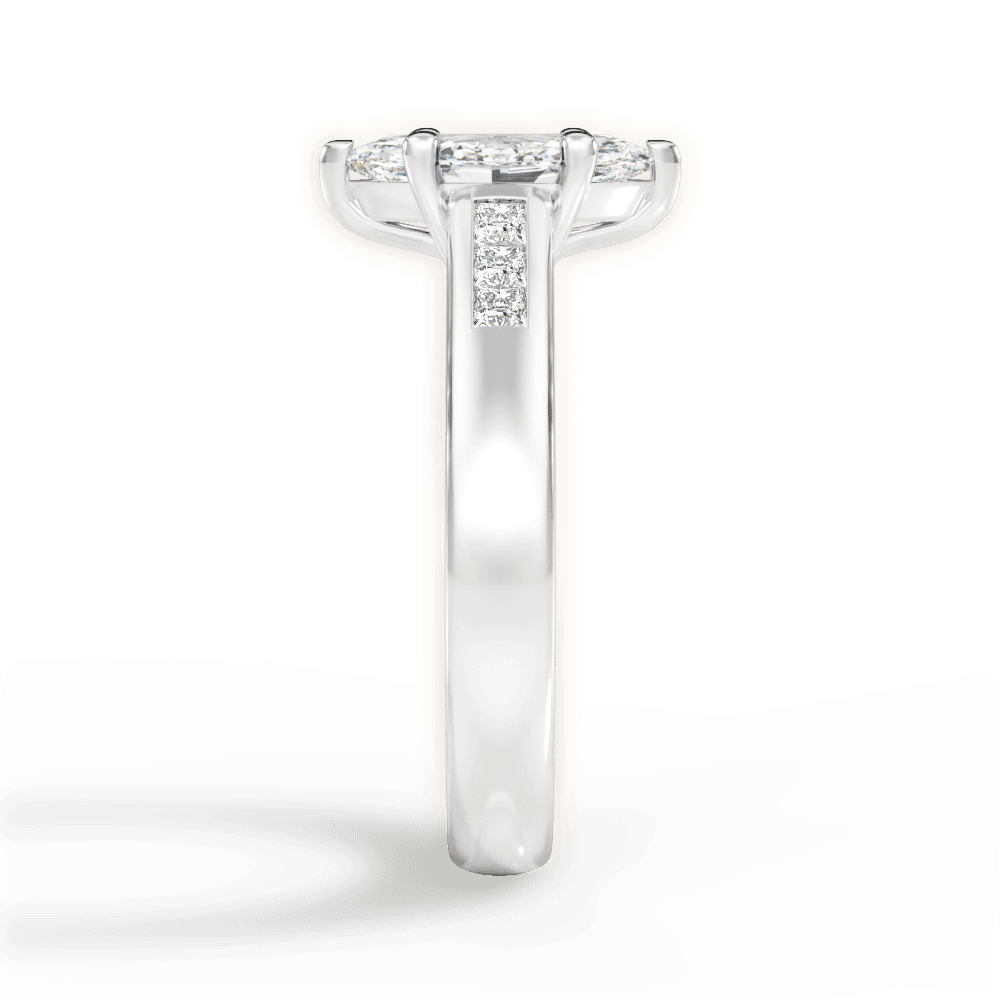 Brittany Marquise Cut Lab Grown Diamond 18Kt White Gold Engagement Ring - View 2