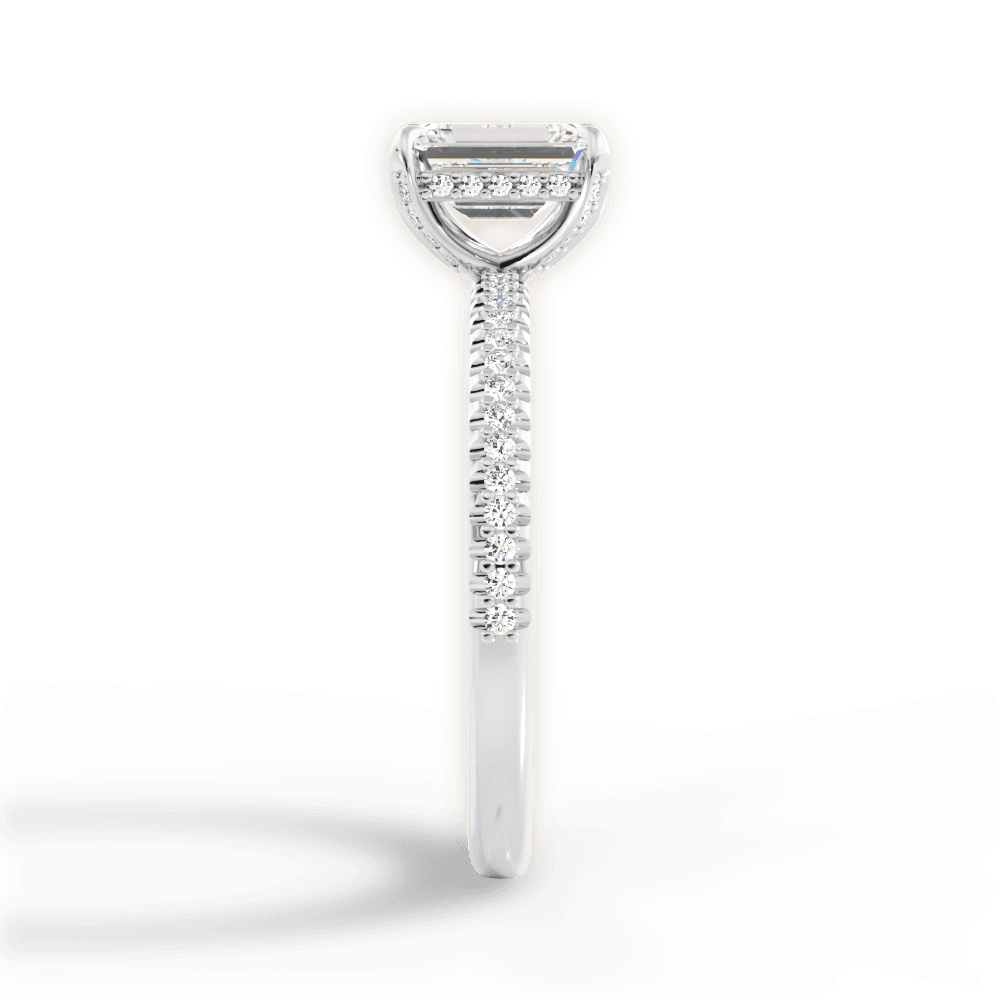 Helen Emerald Cut Lab Grown Diamond 18Kt White Gold Engagement Ring - View 3