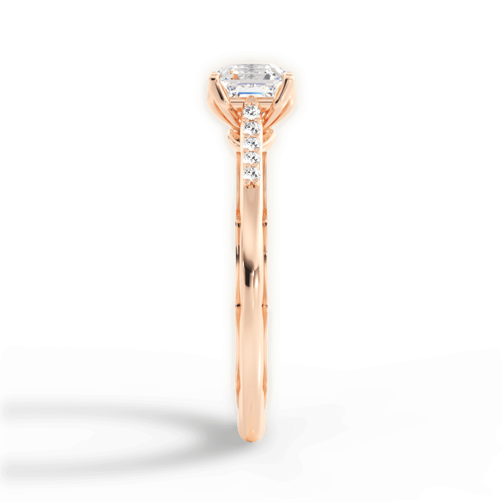 Christina Asscher Cut Lab Grown Diamond 18Kt Rose Gold Engagement Ring - View 3