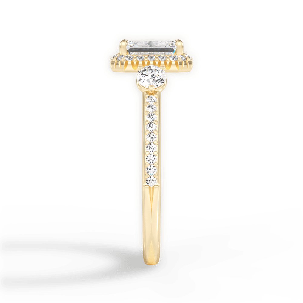 Julia Emerald Cut Lab Grown Diamond 18Kt Yellow Gold Engagement Ring - View 3