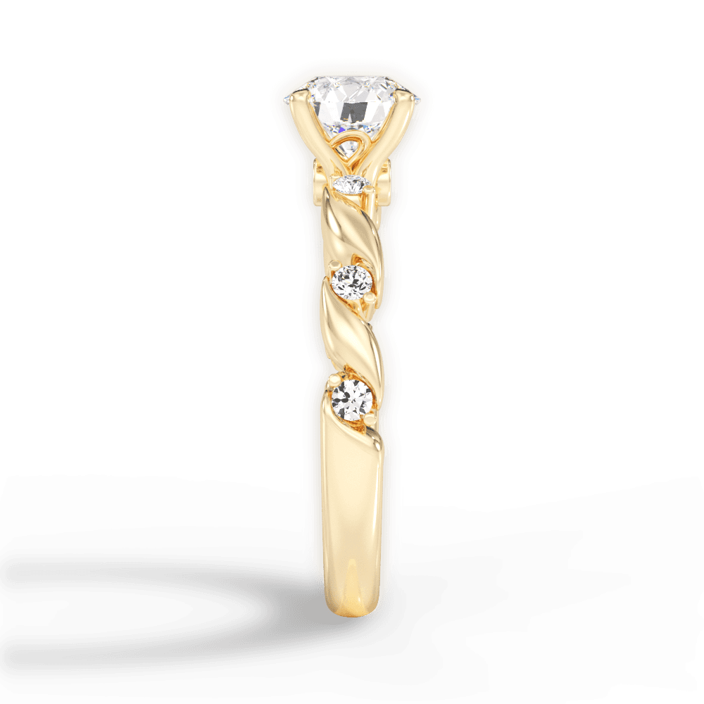 Emma Round Cut Lab Grown Diamond 18Kt Yellow Gold Engagement Ring - View 3