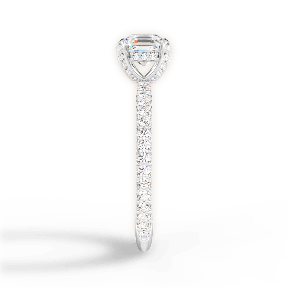 Madeline Asscher Cut Lab Grown Diamond 18Kt White Gold Engagement Ring - View 2