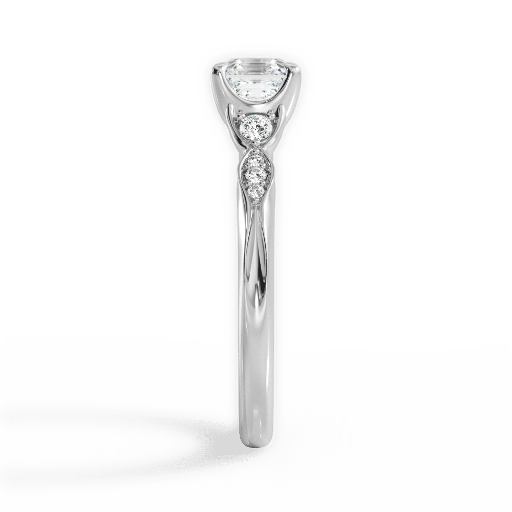 Cassie Asscher Cut Lab Grown Diamond 18Kt White Gold Engagement Ring - View 2