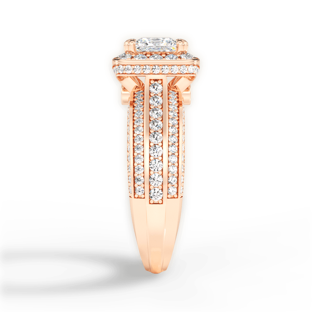 Madison Princess Cut Lab Grown Diamond 18Kt Rose Gold Engagement Ring - View 3