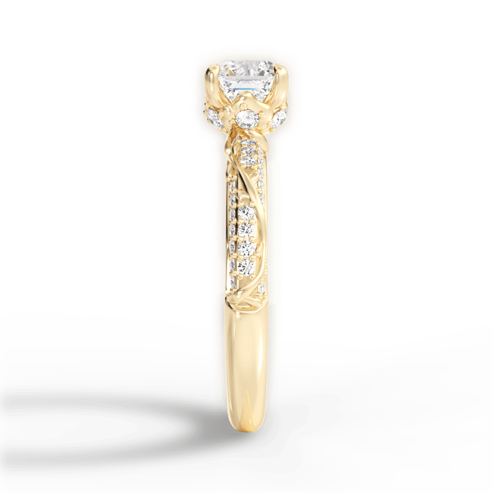 Josephine Asscher Cut Lab Grown Diamond 18Kt Yellow Gold Engagement Ring - View 3