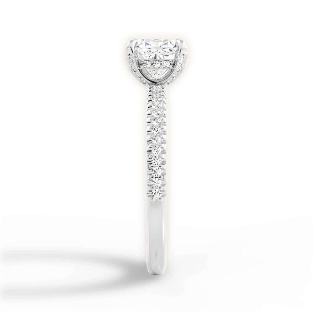 Helen Cushion Cut Lab Grown Diamond 18Kt White Gold Engagement Ring - View 4