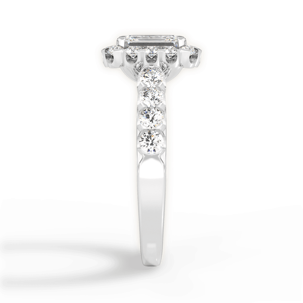 Lacey Emerald Cut Lab Grown Diamond Platinum Engagement Ring - View 2